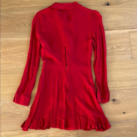 Reformation Red Ruffled Buttoned Midi Dress - Picture 3 of 5